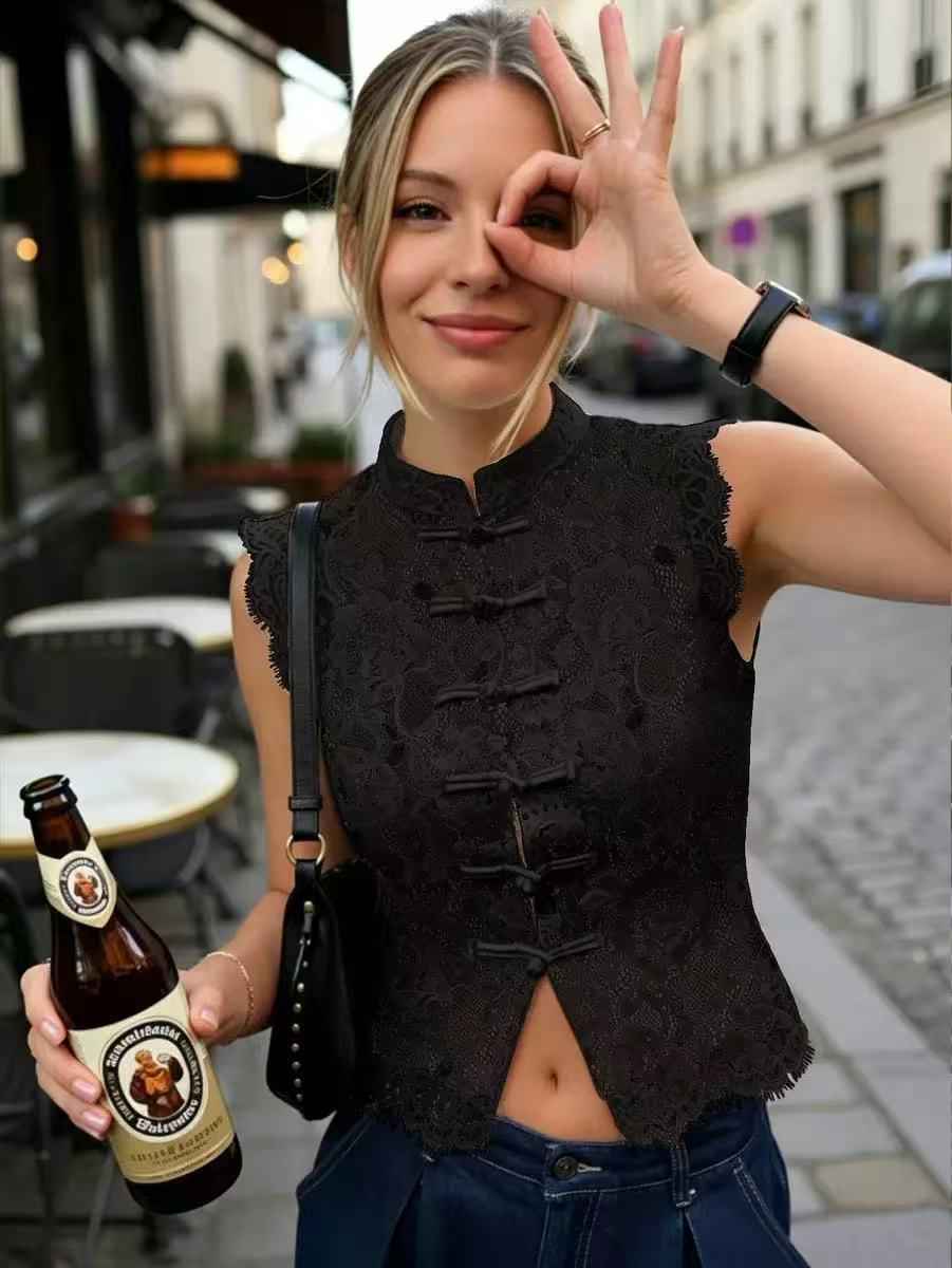Floral Lace Mandarin Top