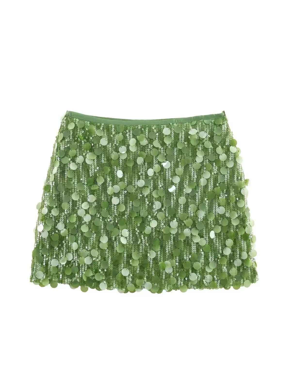 Coin Sequins Texture Sequins Mini Skirt