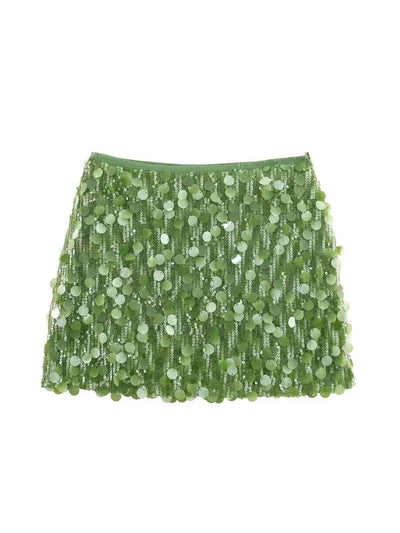 Coin Sequins Texture Sequins Mini Skirt