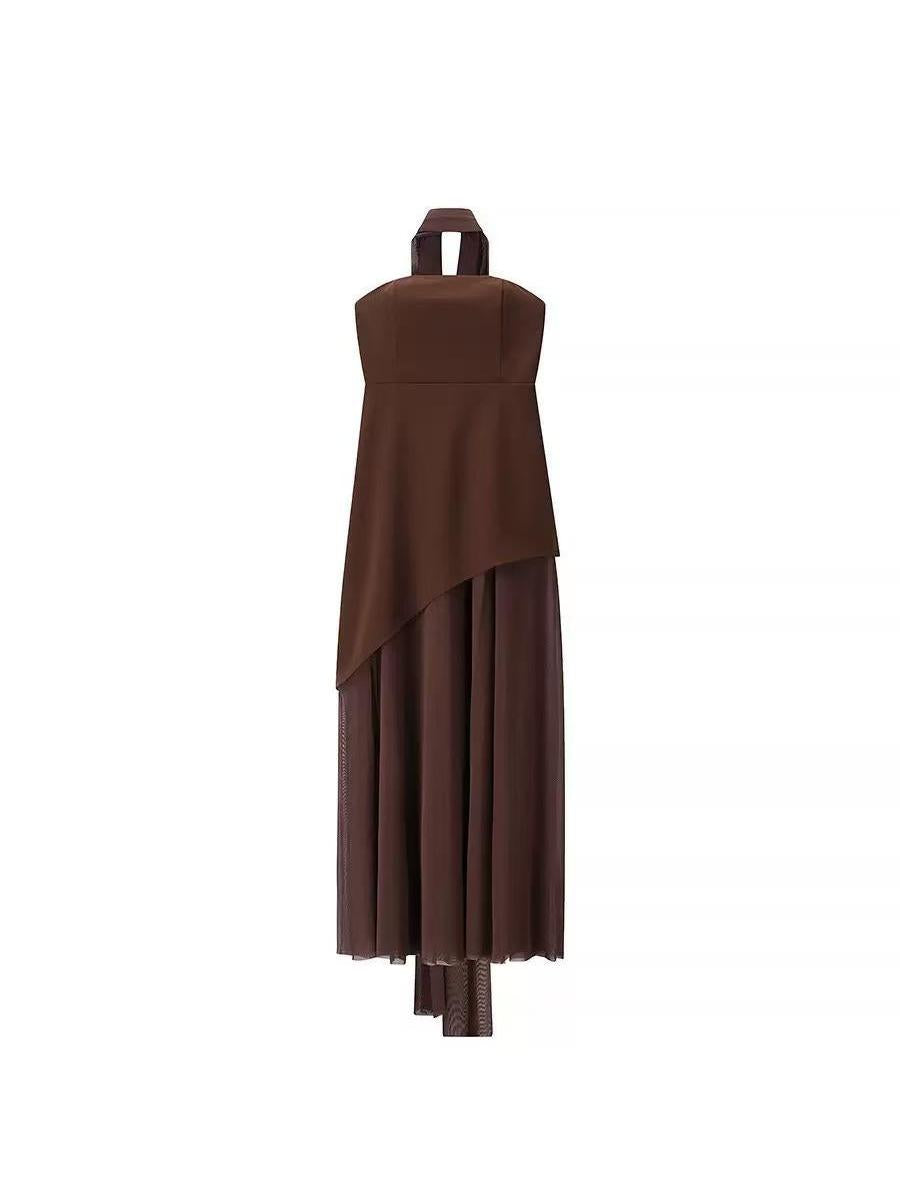 Sofia High Slit Asymmetric Tube Maxi Dress with Scarf