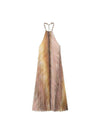 Gradient Tie Dye Beaded Halterneck Pleated Maxi Dress