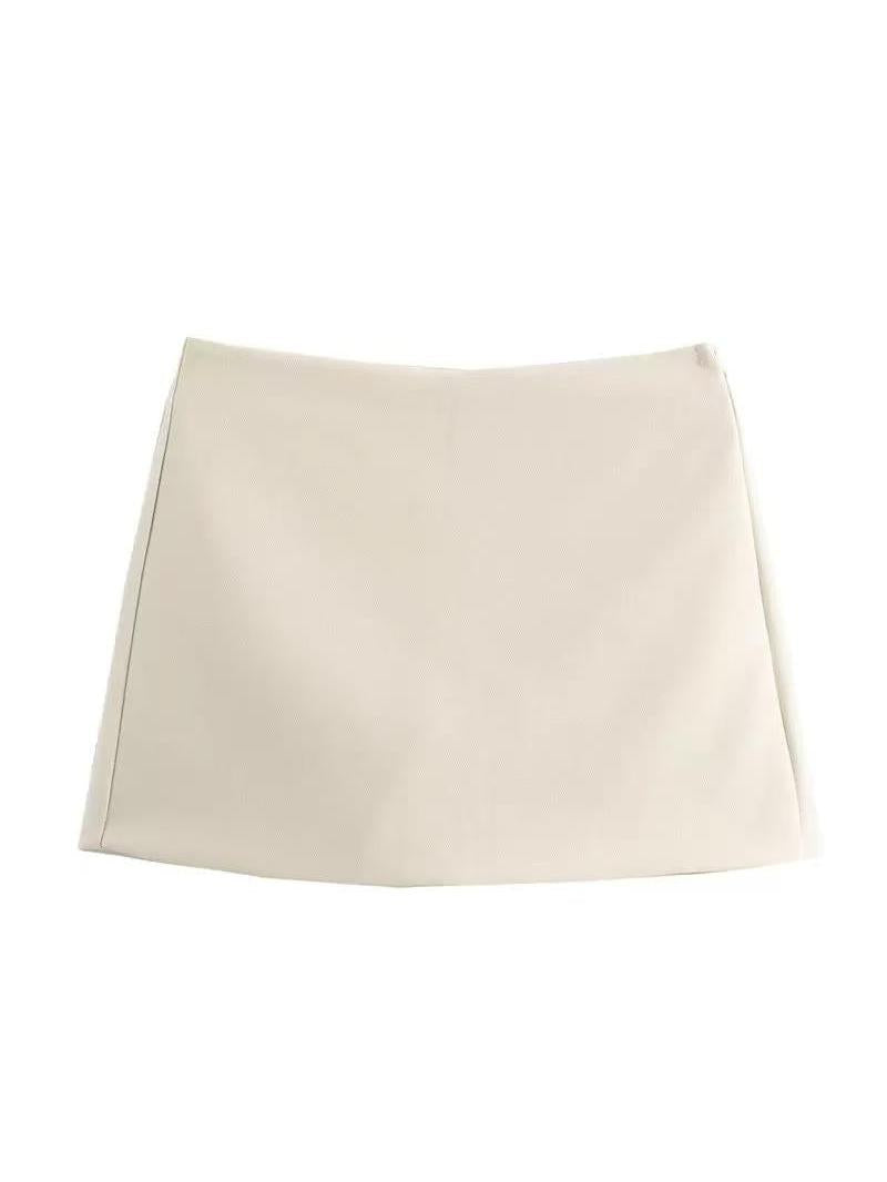 Essential Tailored Mini Skort by Exclusives, beige fabric on sale