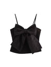 Spaghetti Strap Rhinestone Bow Applique Top