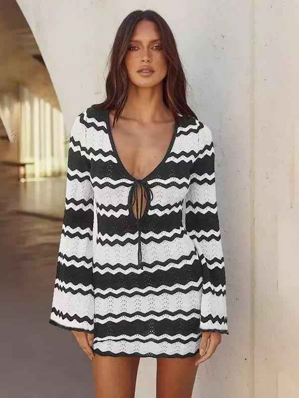 Zigzag Crochet Beach Mini Dress