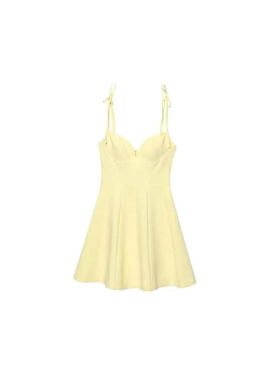 Coastal Corset Tie-Strap Mini Dress, pale yellow by Exclusives, dresses on sale