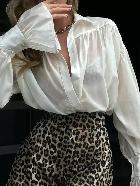 Ruffle Cuff Oversized Shirt