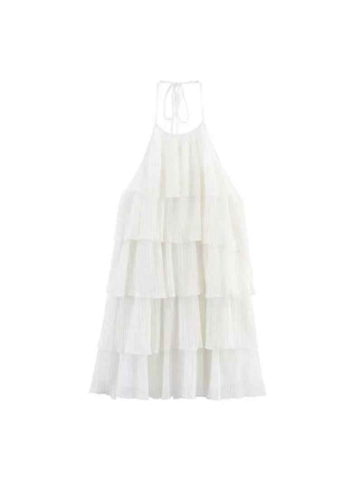 Tiered Ruffle Halter Mini Dress