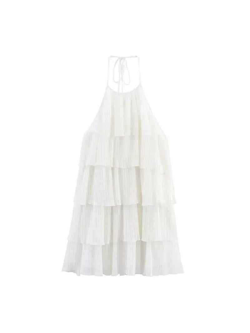 Tiered Ruffle Halter Mini Dress