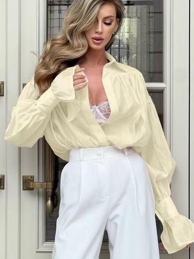 Ruffle Cuff Oversized Shirt