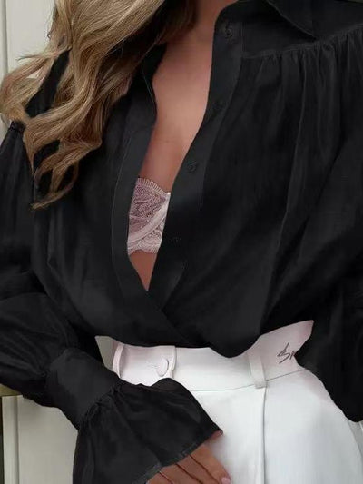 Ruffle Cuff Oversized Shirt