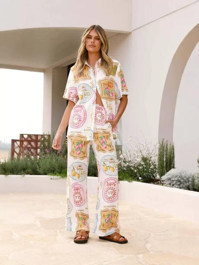 Summer Bella Print Shirt & Pants Coord Set