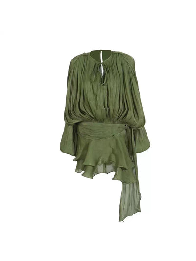 Lyla Bell Sleeve Ruffle Tail Dress with Shorts Coord Set