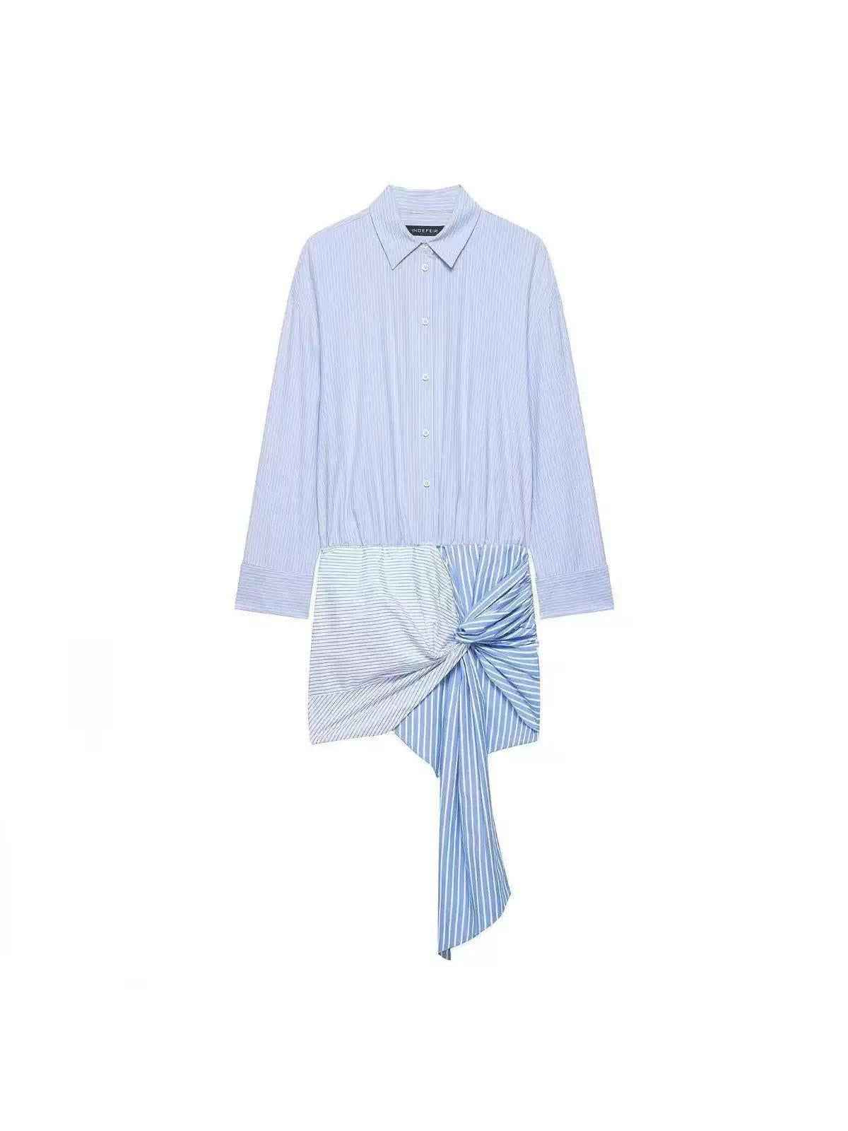 City Stripe Twist Shirt Dress