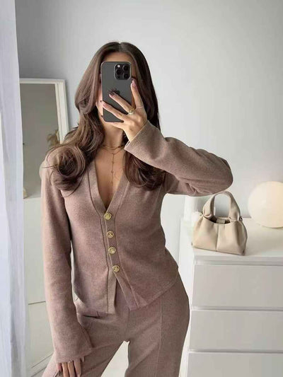 Soft Knit Button-Down Coord Set