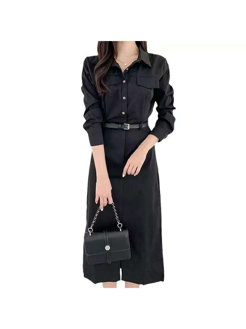 Urban Chic Collared Midi Belted Dress