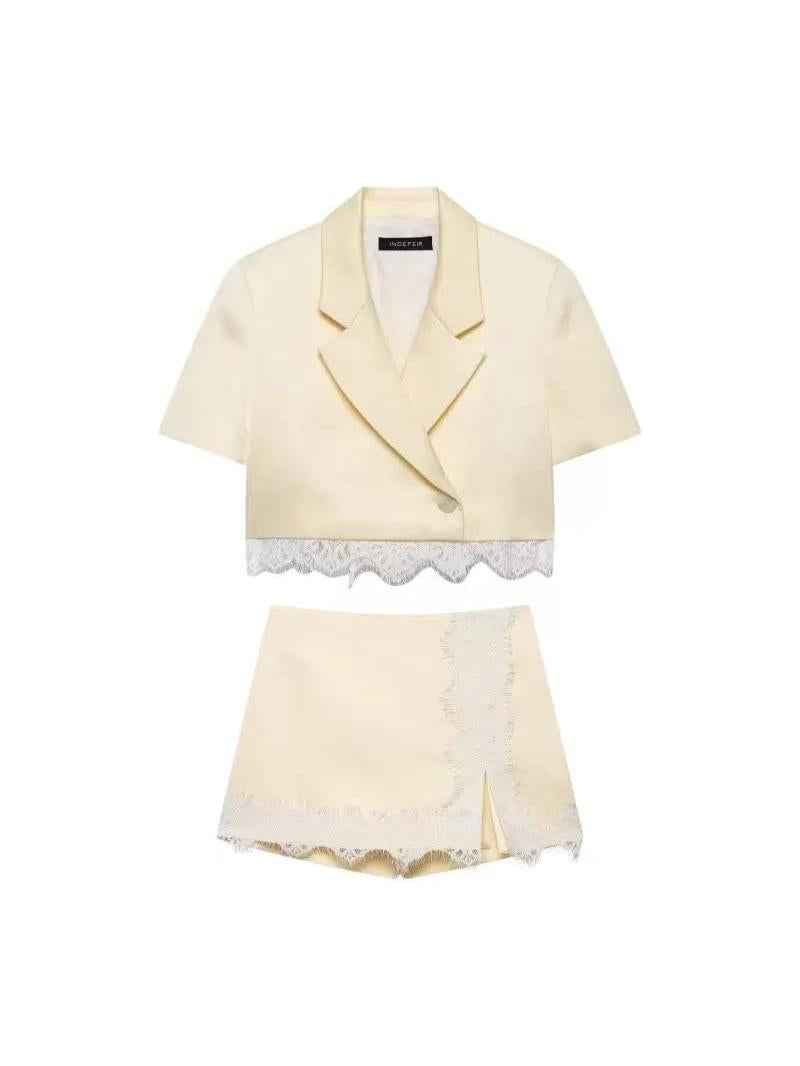 Lace Edge Tailored Mini Co‑Ord Set