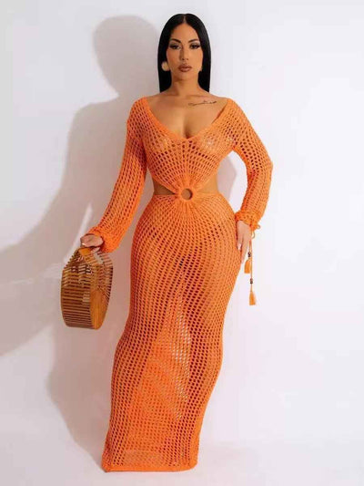 Sunset Siren Crochet Maxi Dress