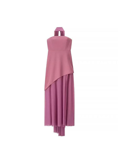 Sofia High Slit Asymmetric Tube Maxi Dress with Scarf