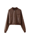 PU Leather Bomber Jacket