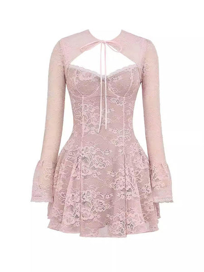 Lace Corset Fit & Flare Short Dress With Shrug