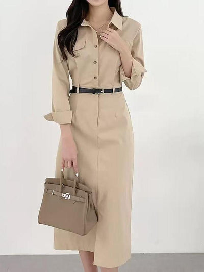 Urban Chic Collared Midi Belted Dress