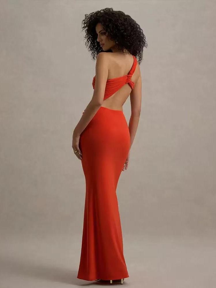 One-Shoulder Cut-Out Bodycon Maxi Dress