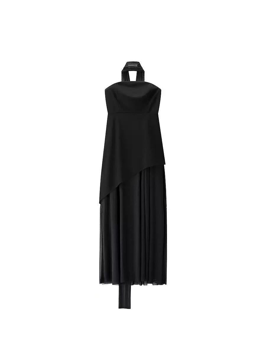 Sofia High Slit Asymmetric Tube Maxi Dress with Scarf