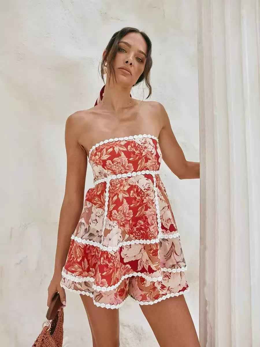 Sunset Bloom Bandeau Romper