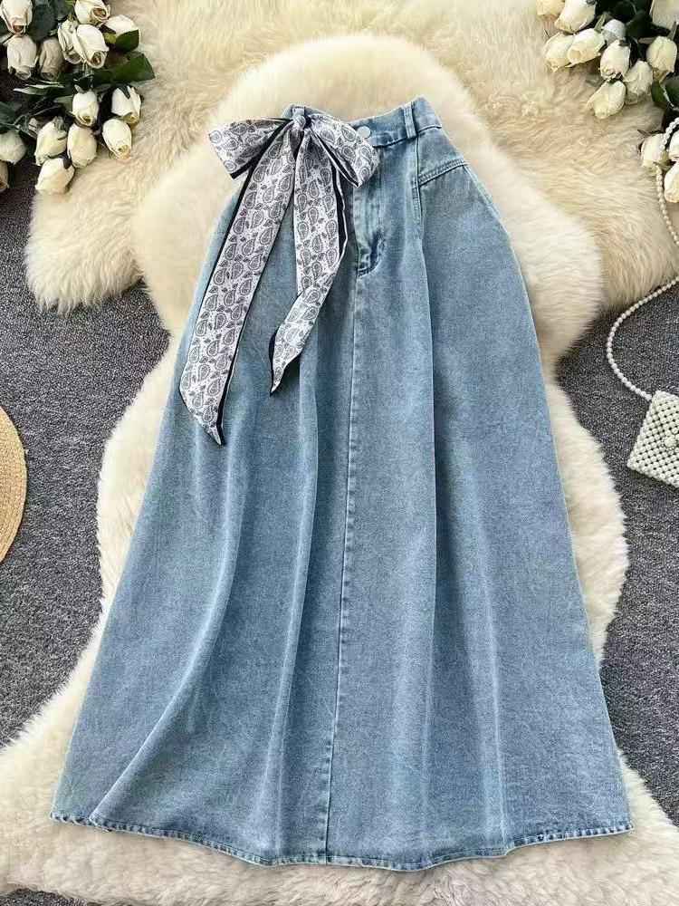 Soft Horizon Denim A-Line Skirt