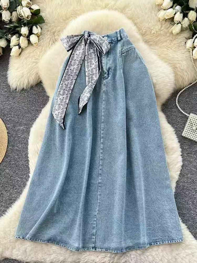 Soft Horizon Denim A-Line Skirt