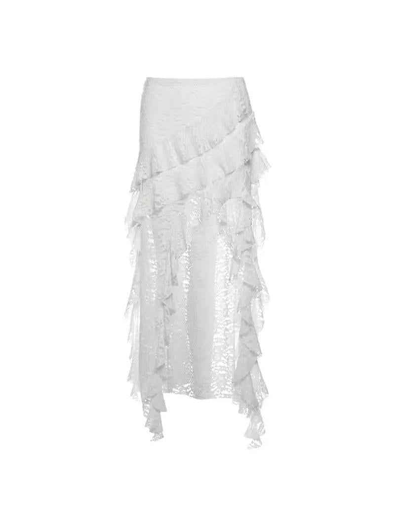 Midnight Ruffle Lace Maxi Skirt