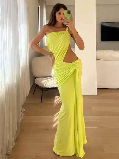 One-Shoulder Cut-Out Bodycon Maxi Dress