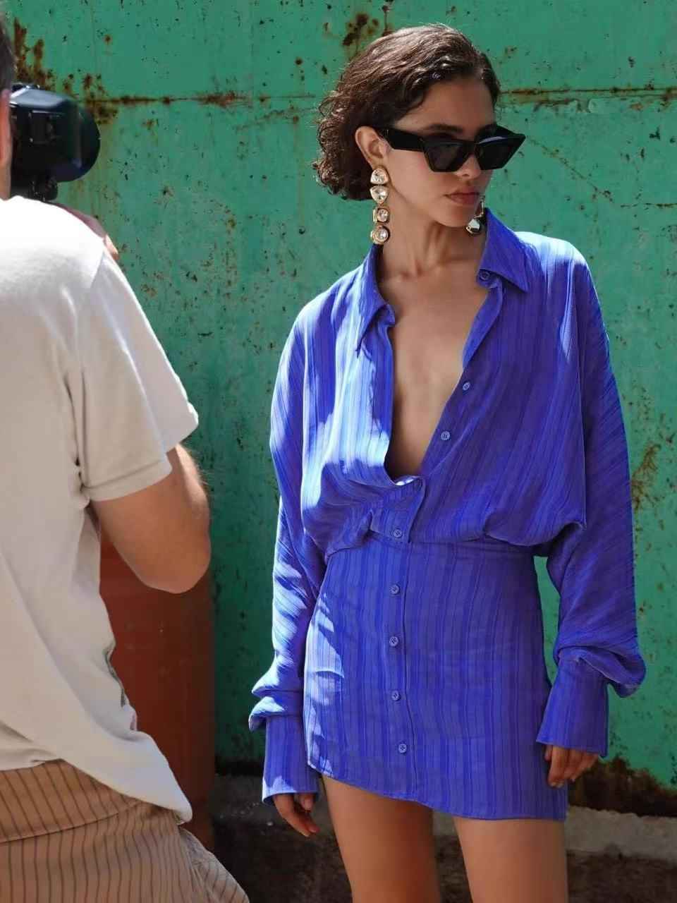 Azure Shirt Mini Dress