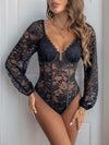 Floral Lace See Through Bodysuit