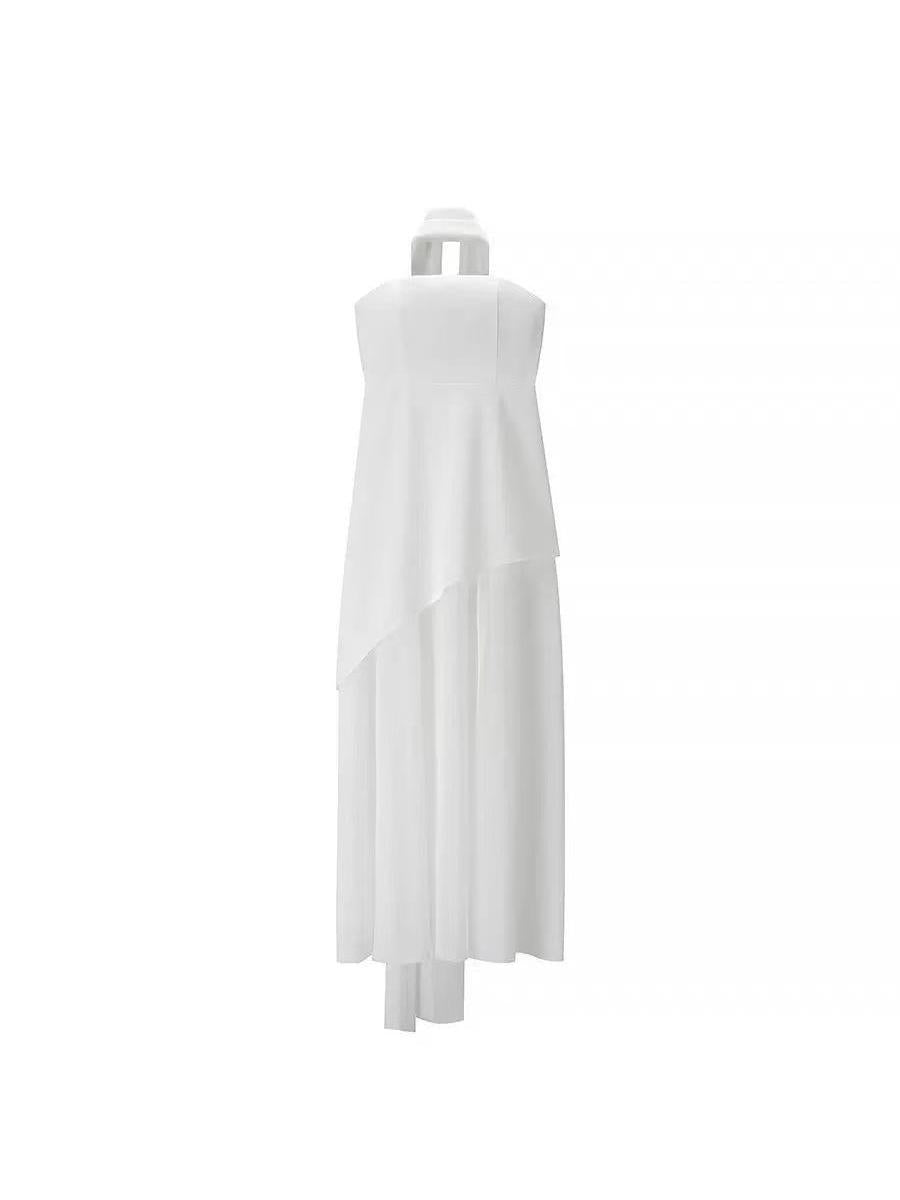 Sofia High Slit Asymmetric Tube Maxi Dress with Scarf