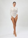 Floral Lace See Through High Neck Bodysuit