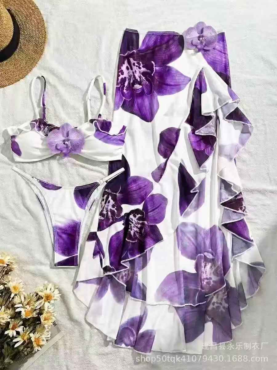 Orchid Tide Ruffle Swimsuit Set
