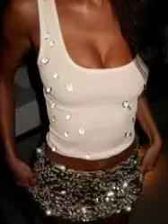 Crystal Drop Ribbed Crop Top