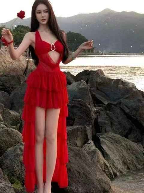 Red Siren Ruffle Swimsuit Set