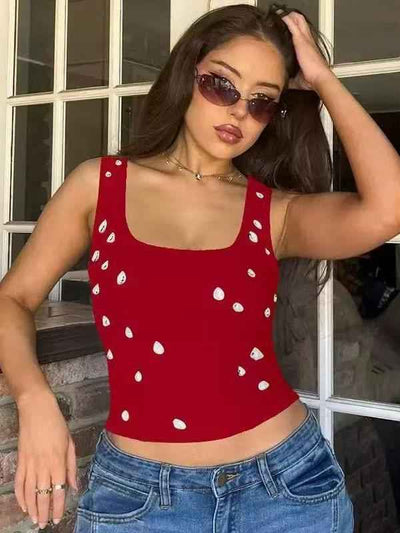 Crystal Drop Ribbed Crop Top