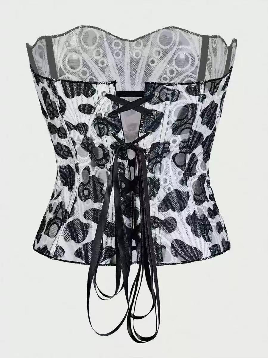 Valencia Mesh Lace Tie Back Tube Top