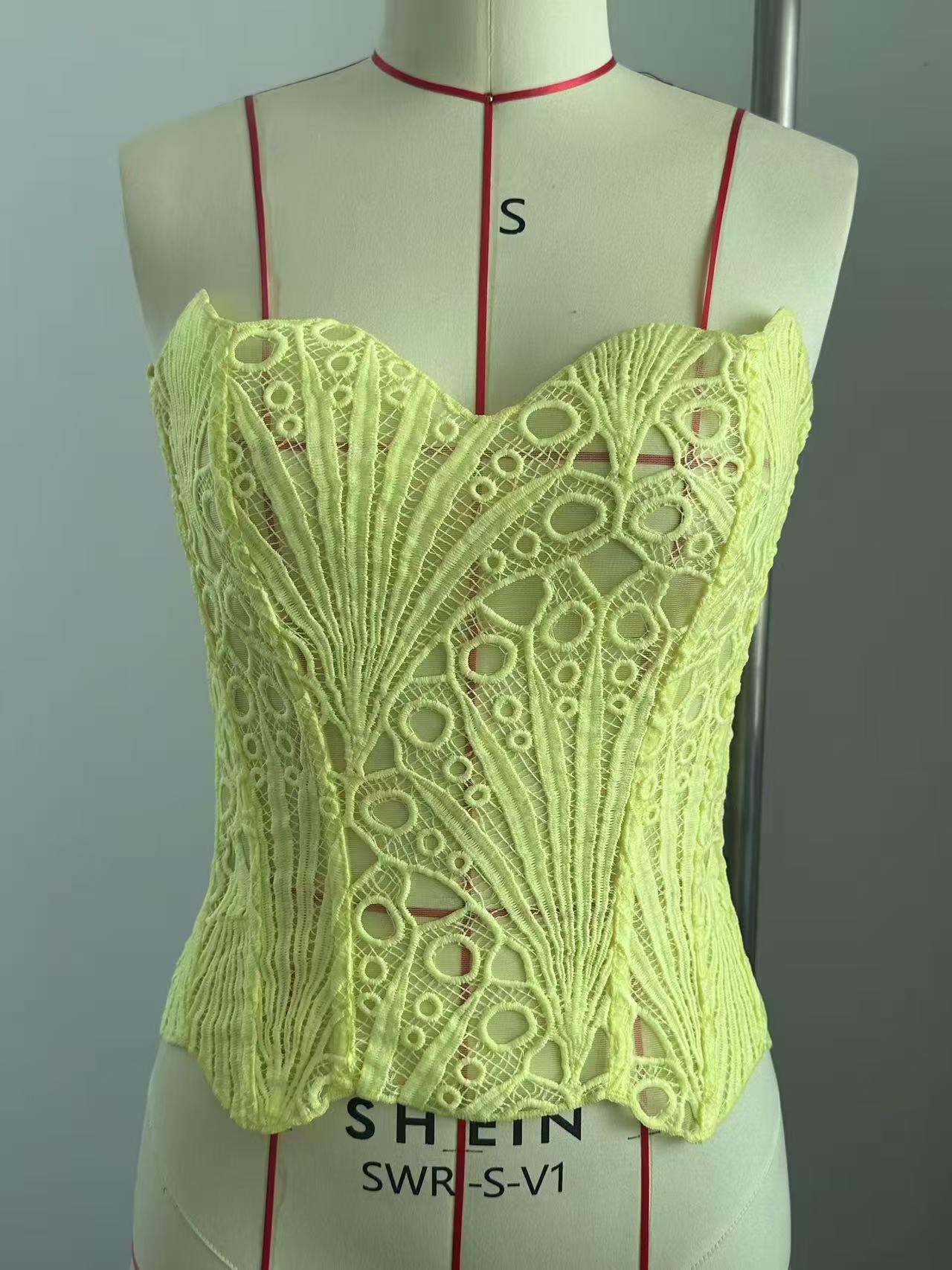 Valencia Mesh Lace Tie Back Tube Top