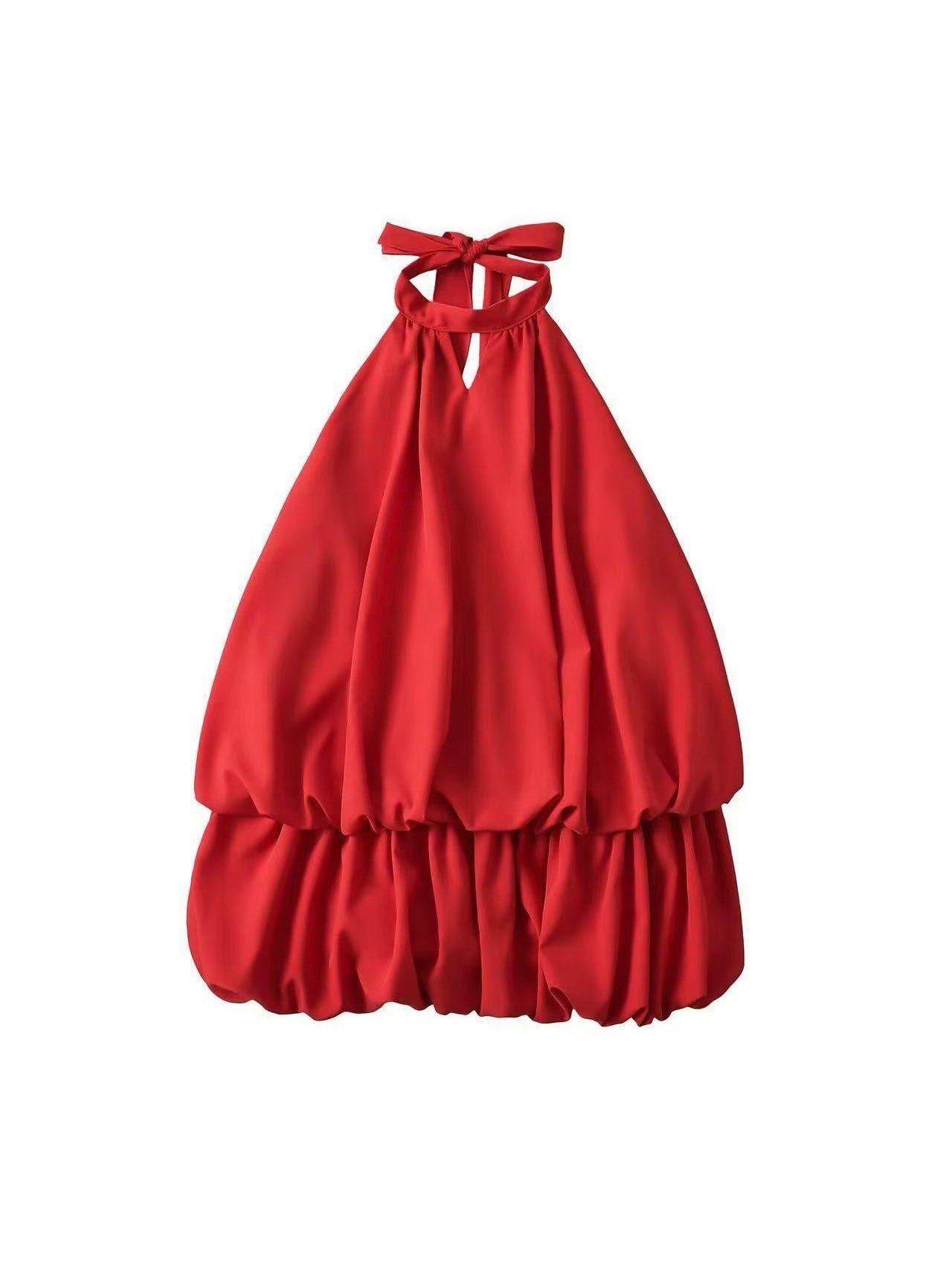 Halterneck Balloon Short Dress