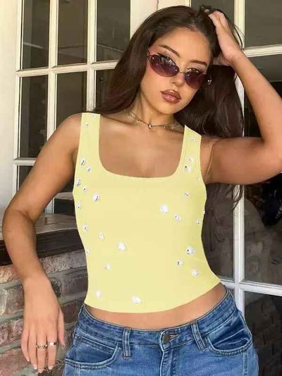 Crystal Drop Ribbed Crop Top
