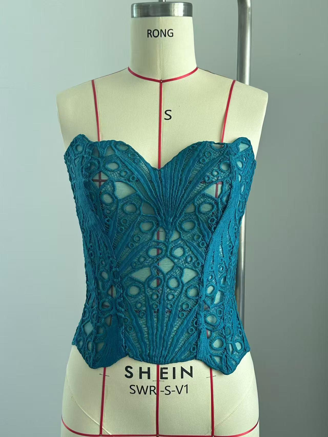 Valencia Mesh Lace Tie Back Tube Top