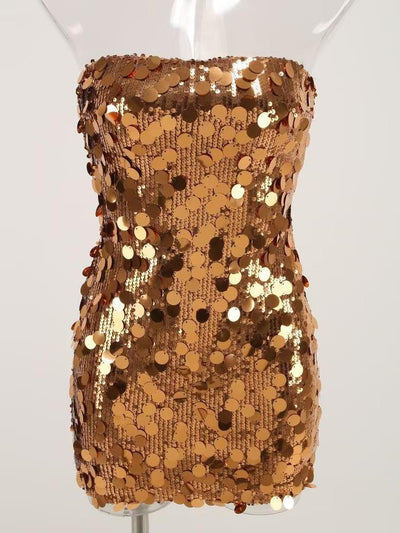 Coin Sequins Tube Short Dress