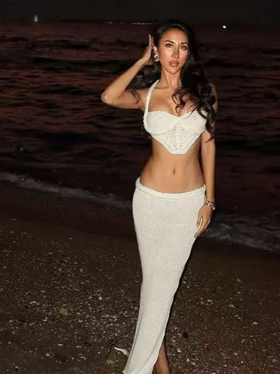 Boho Crochet Bustier & Maxi Skirt Co-ord