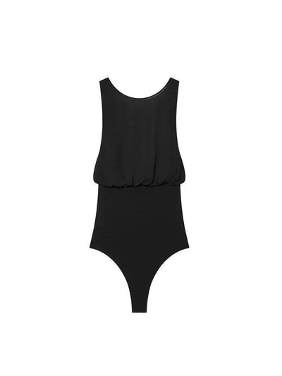 Blouson Waist Sleeveless Bodysuit in black, on sale