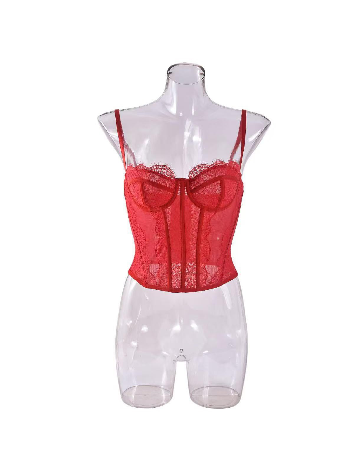 Spaghetti Strap Boning Corset Lace Top