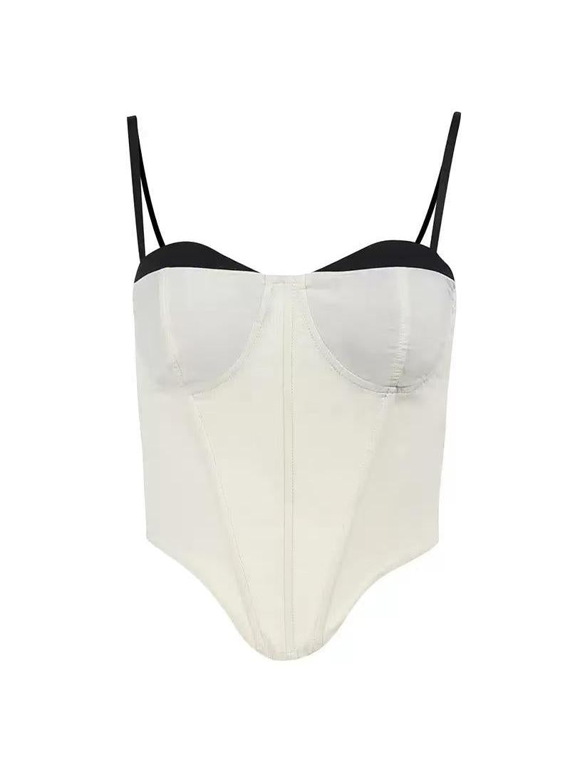 V Neck Spaghetti Strap Boning Corset Top